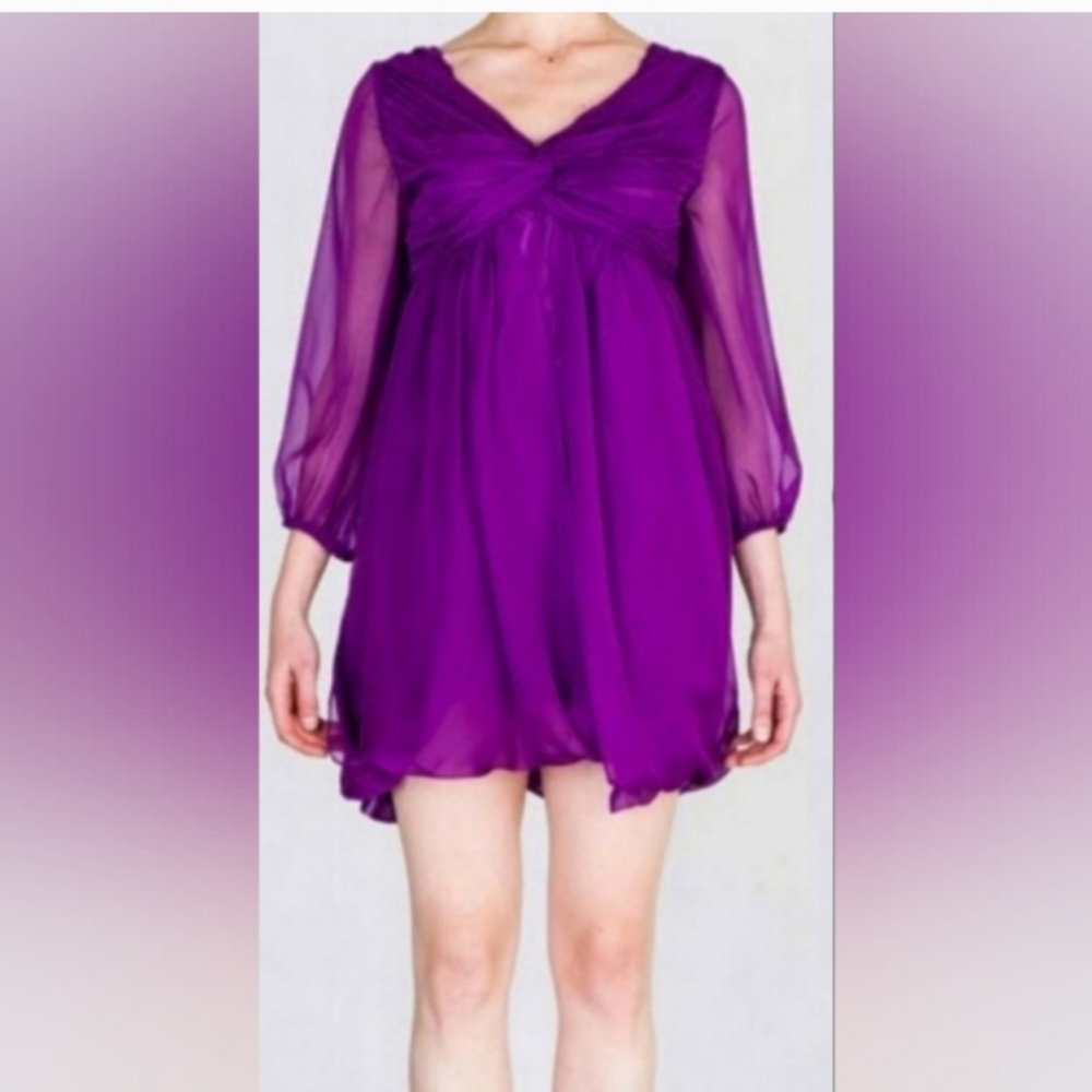 Bubble Hem Chiffon Mini Cocktail Party Dress